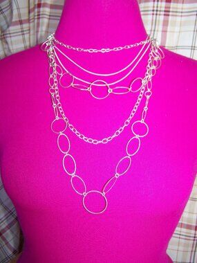 Multi-Strand Silver Circles Necklace